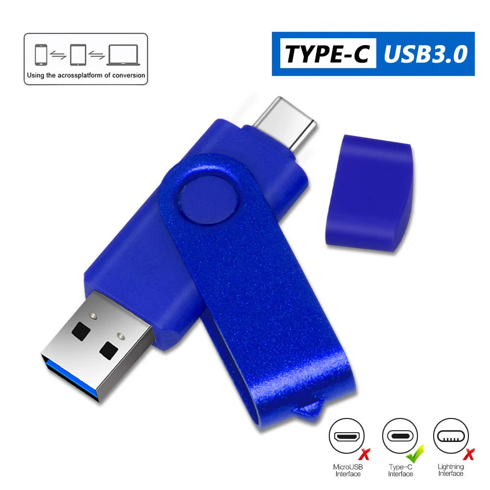 2-in-1 USB 3.0 & Type-C Flash Drive – Rotating Pendrive (16GB-256GB) Divina Constitutio