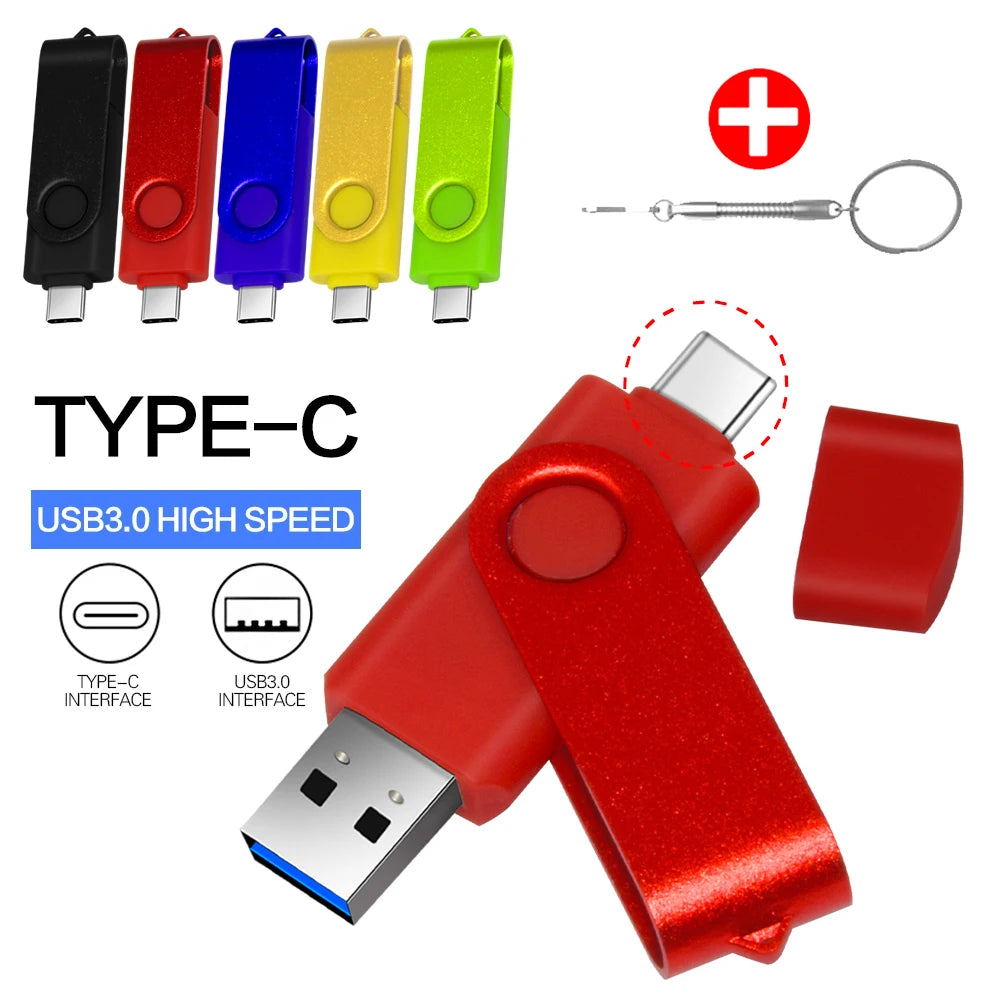 2-in-1 USB 3.0 & Type-C Flash Drive – Rotating Pendrive (16GB-256GB) Divina Constitutio