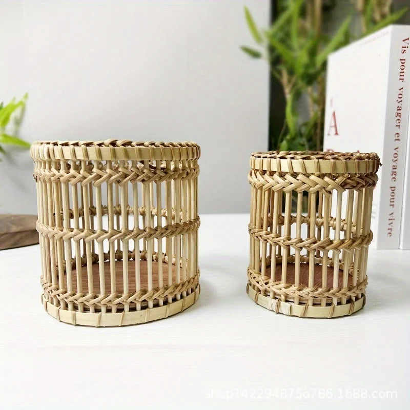 Hand-Woven Rattan Pen Holder & Stationery Organizer Kairos & Co.
