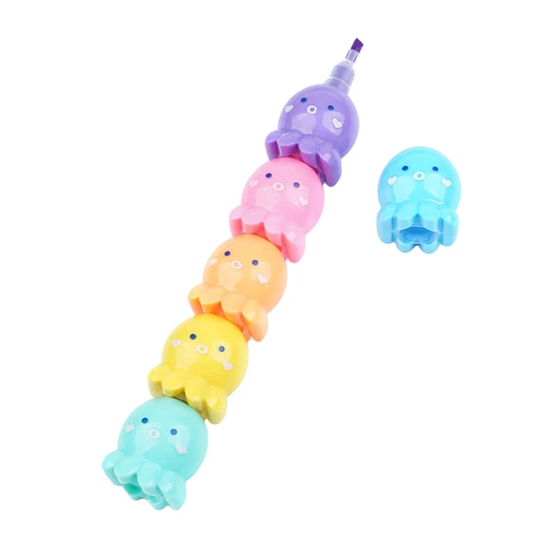 Colorful Octopus Highlighter Marker Pens – Pastel Colors Kairos & Co.