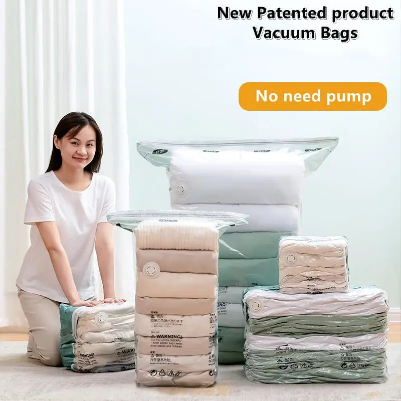No Need Pump Vacuum Bags Large Plastic Storage Bags for Storing Clothes Blankets Compression Empty Bag Covers Travel Accessories Kairos & Co.
