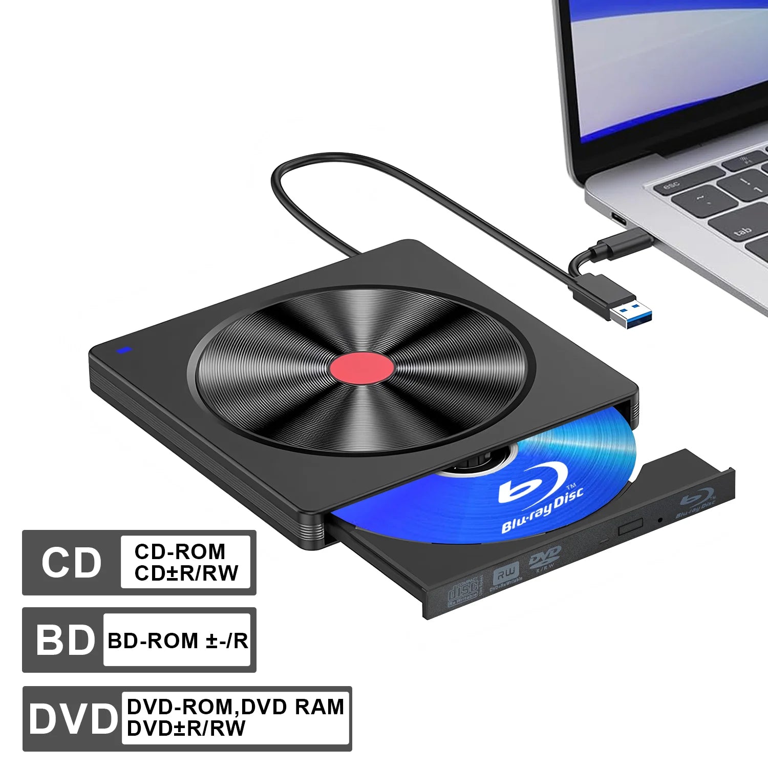 Portable External Blu-ray Drive – USB 3.0 & USB-C CD/DVD/BD Reader & Burner Kairos & Co.