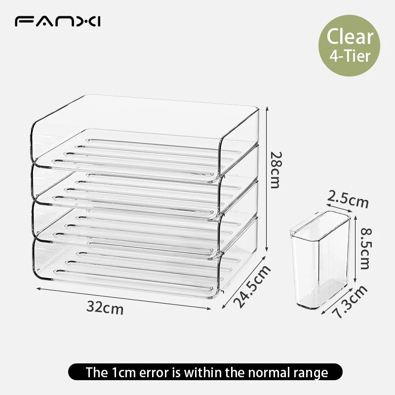 Clear Acrylic Desk Organizer (4-Pack) – Stackable Paper Trays Divina Constitutio