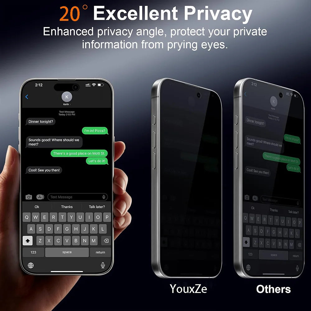 iPhone 11-17 Privacy Screen Protector 4-Pack – Anti-Spy Tempered Glass, Full Cover, 9H Kairos & Co.
