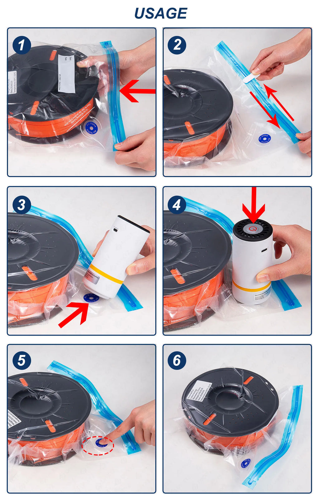 3D Filament Vacuum Storage Bags — Humidity-Resistant Sealing Bags for PLA, ABS & PETG Kairos & Co.