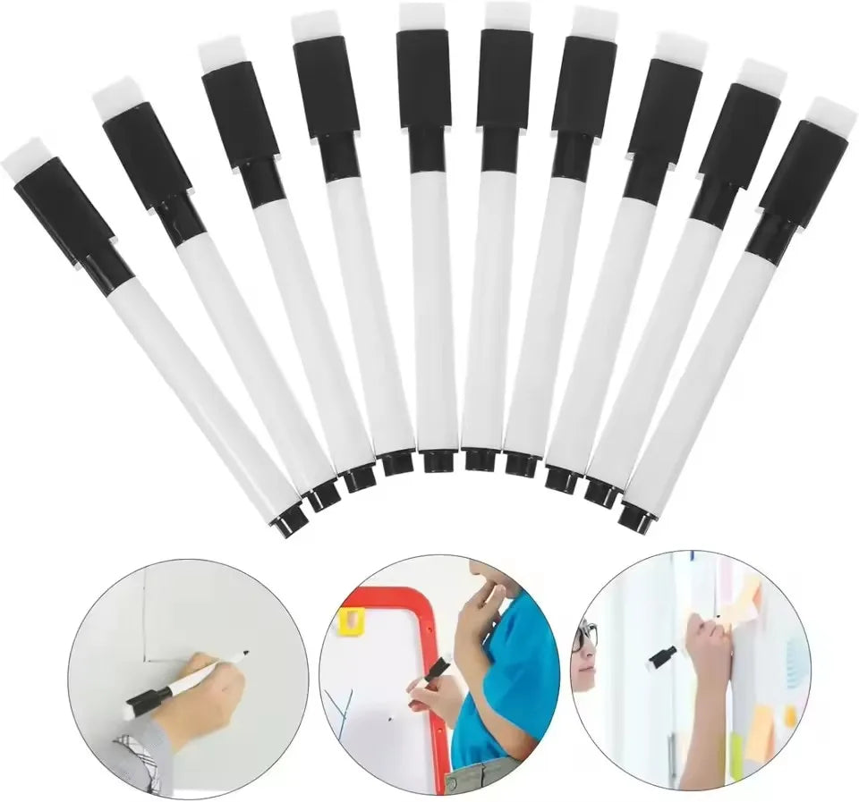 Magnetic Black Dry Erase Markers with Eraser Cap White Board Dry erase Markers Classroom Dry Wipe Pens for Home Office School Kairos & Co.