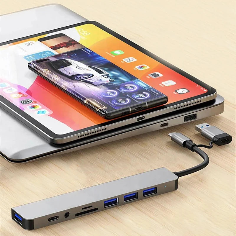 8-in-1 USB-C Hub – USB 3.0, USB 2.0, SD/TF Card Reader & 3.5mm Audio Kairos & Co.