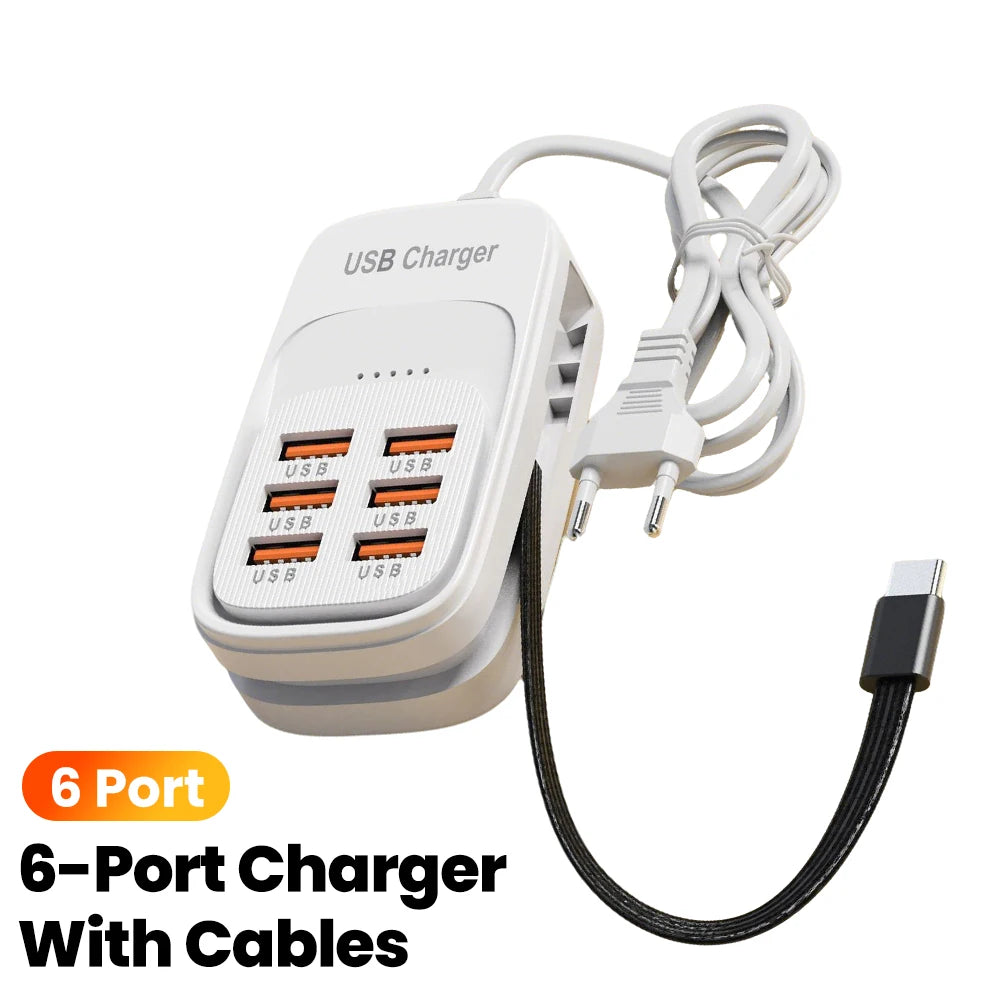 6-in-1 Fast Charging Station — USB Hub Power Strip with 3 PD & 3 USB Ports (US/UK/EU Plug) Kairos & Co.