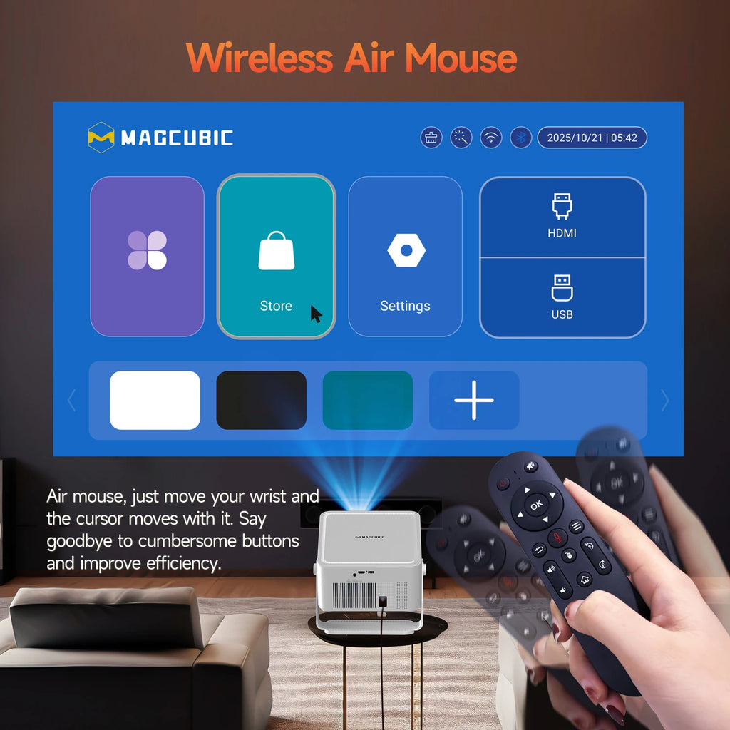 Magcubic HY450MAX 1100ANSI Android 14 Portable Outdoor Projector 1080P Auto Focus 8K Support WIFI6 Beam Mini Projector Kairos & Co.