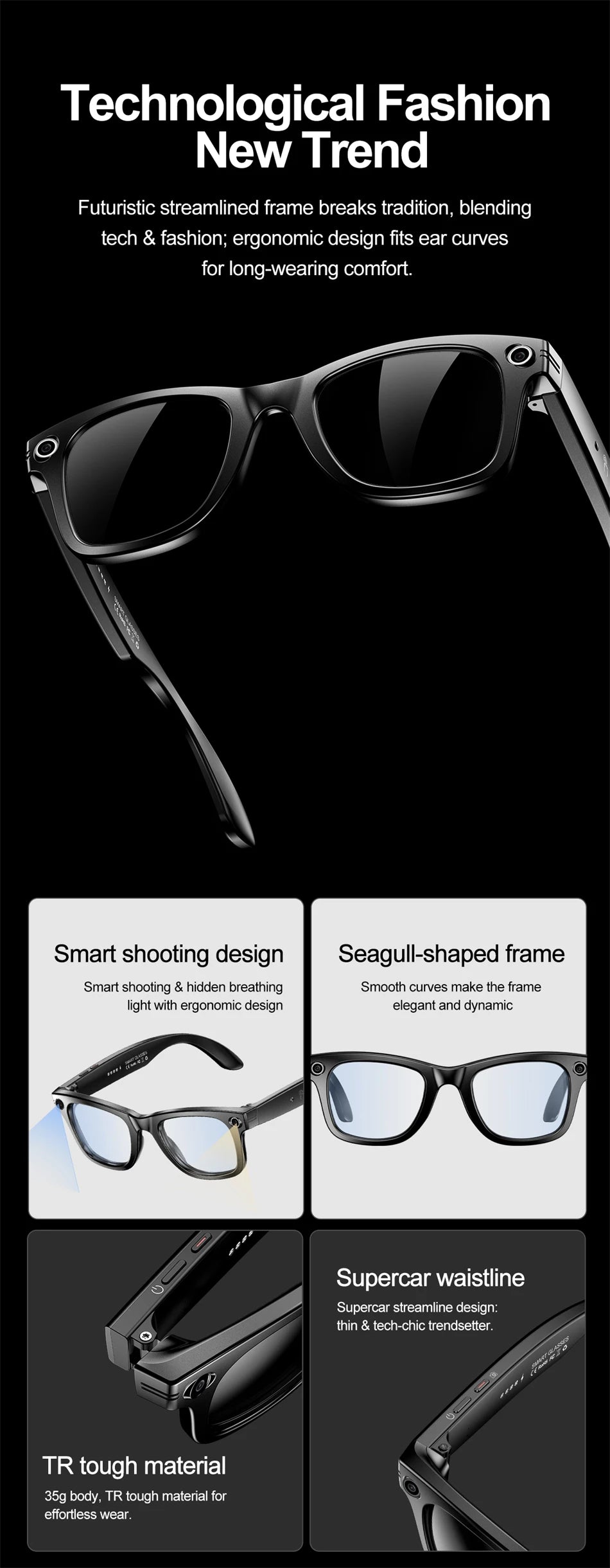 LIGE AI Smart Glasses – Camera Sunglasses with Bluetooth Calling Divina Constitutio