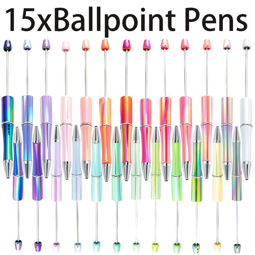 15pcs Beadable Gradient Pens – DIY Craft Ballpoint Set Divina Constitutio