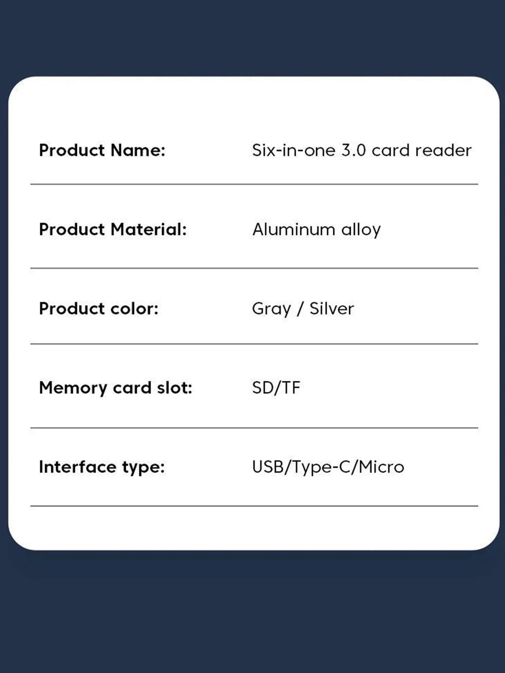 Type-C 6-in-1 Multi-Function Card Reader – High-Speed Data Transfer Adapter Kairos & Co.