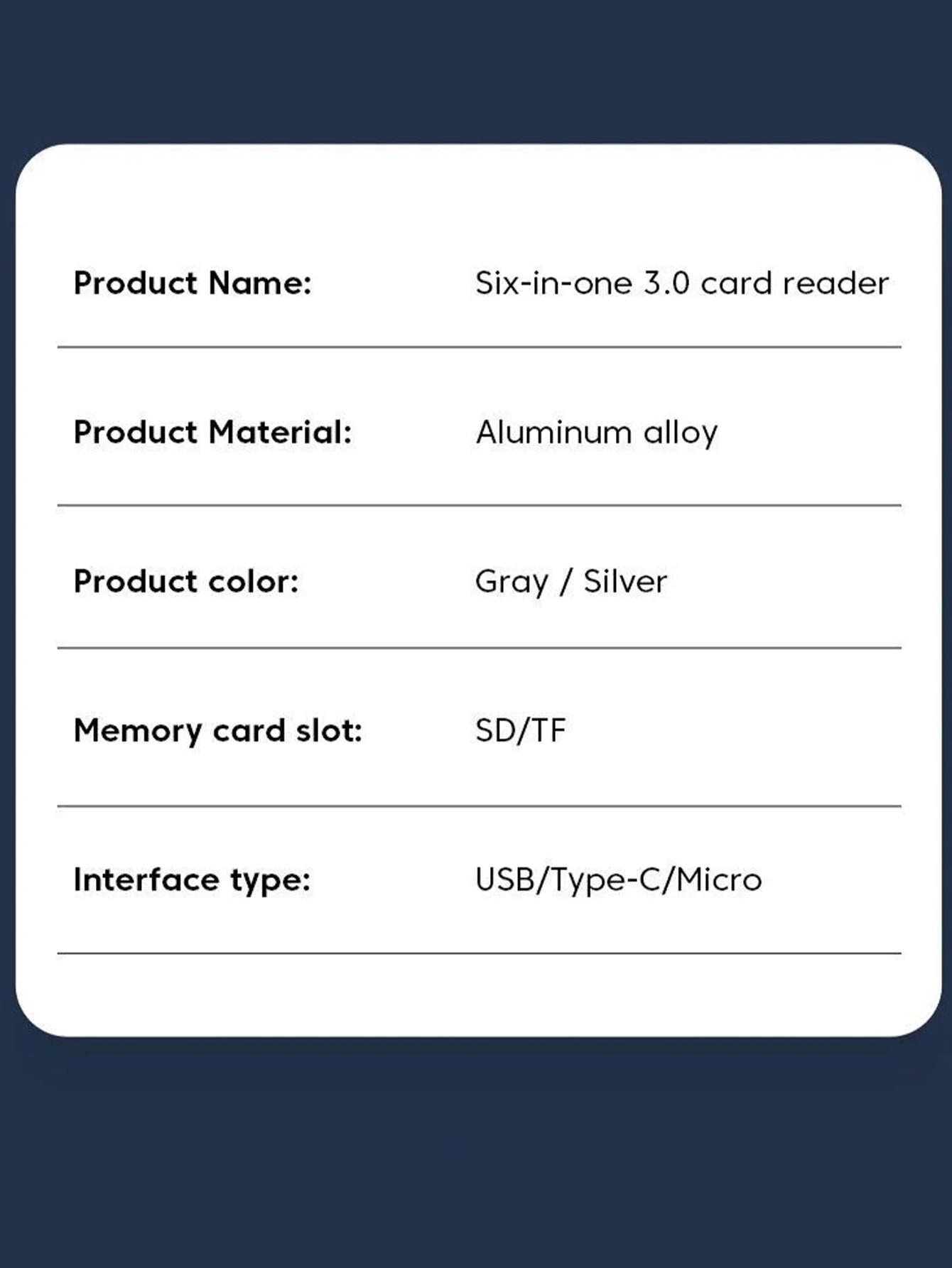 Type-C 6-in-1 Multi-Function Card Reader – High-Speed Data Transfer Adapter Kairos & Co.