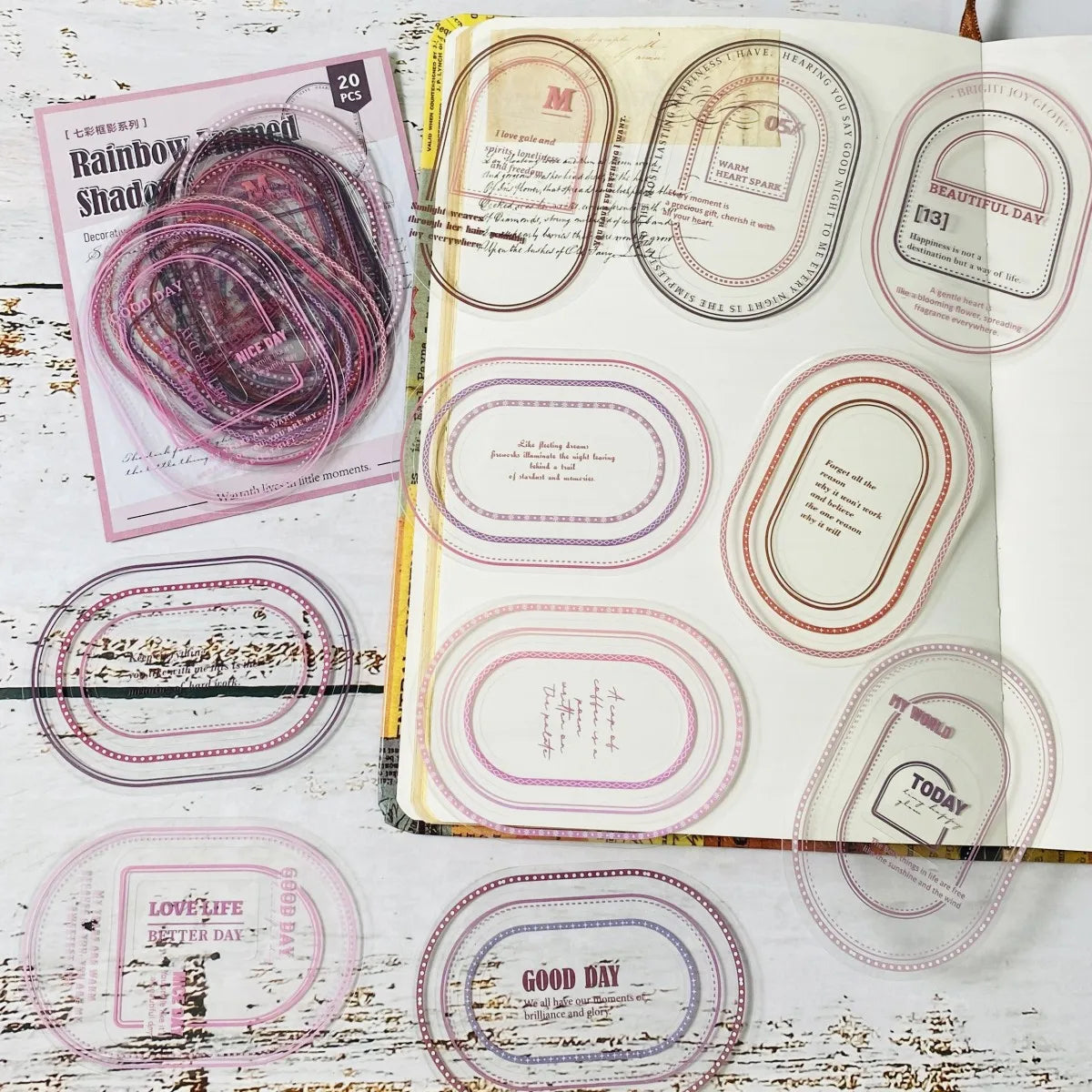 20pcs PET Frame Stickers – Journal & Scrapbook Embellishments Divina Constitutio