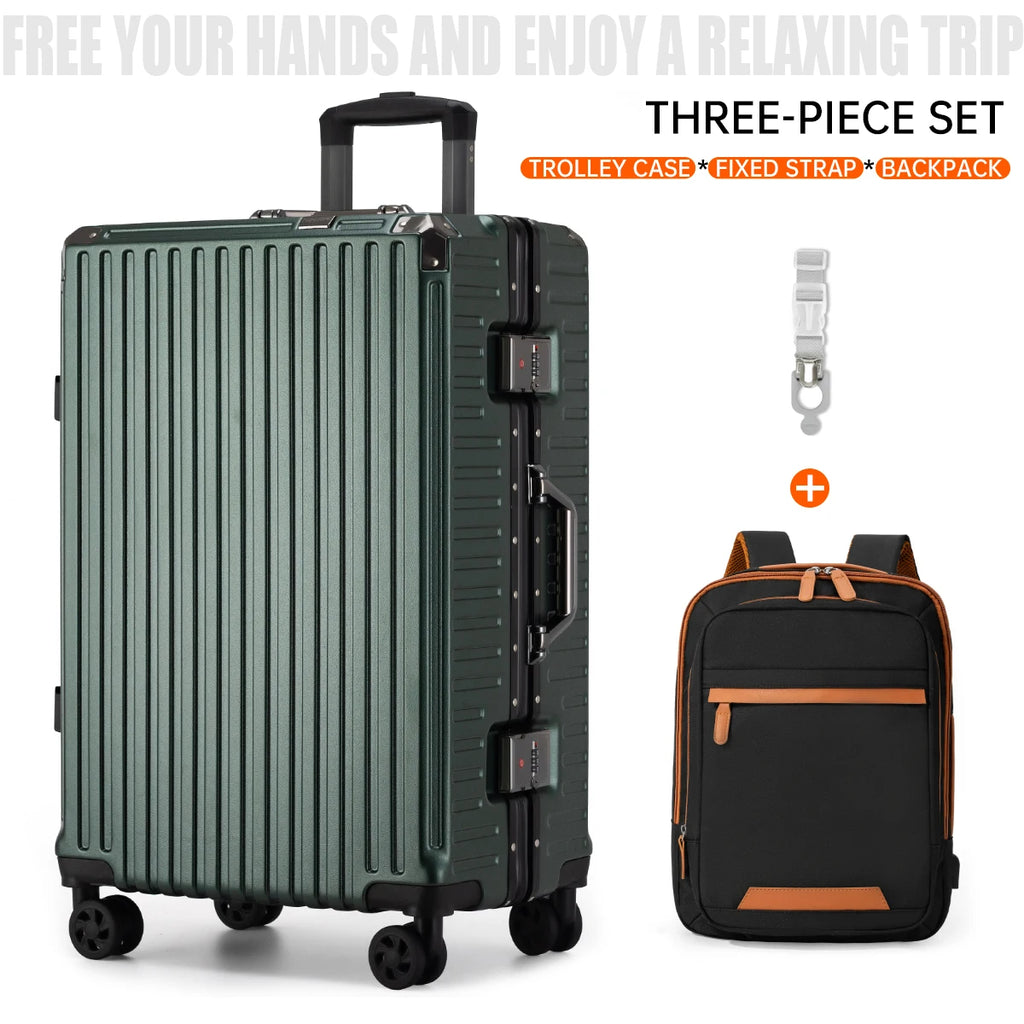Trolley Luggage 20 24 26 28" Aluminum Frame Rolling Luggage Case USB Travel Suitcase on Wheels Combination Lock Carry on Luggage Kairos & Co.