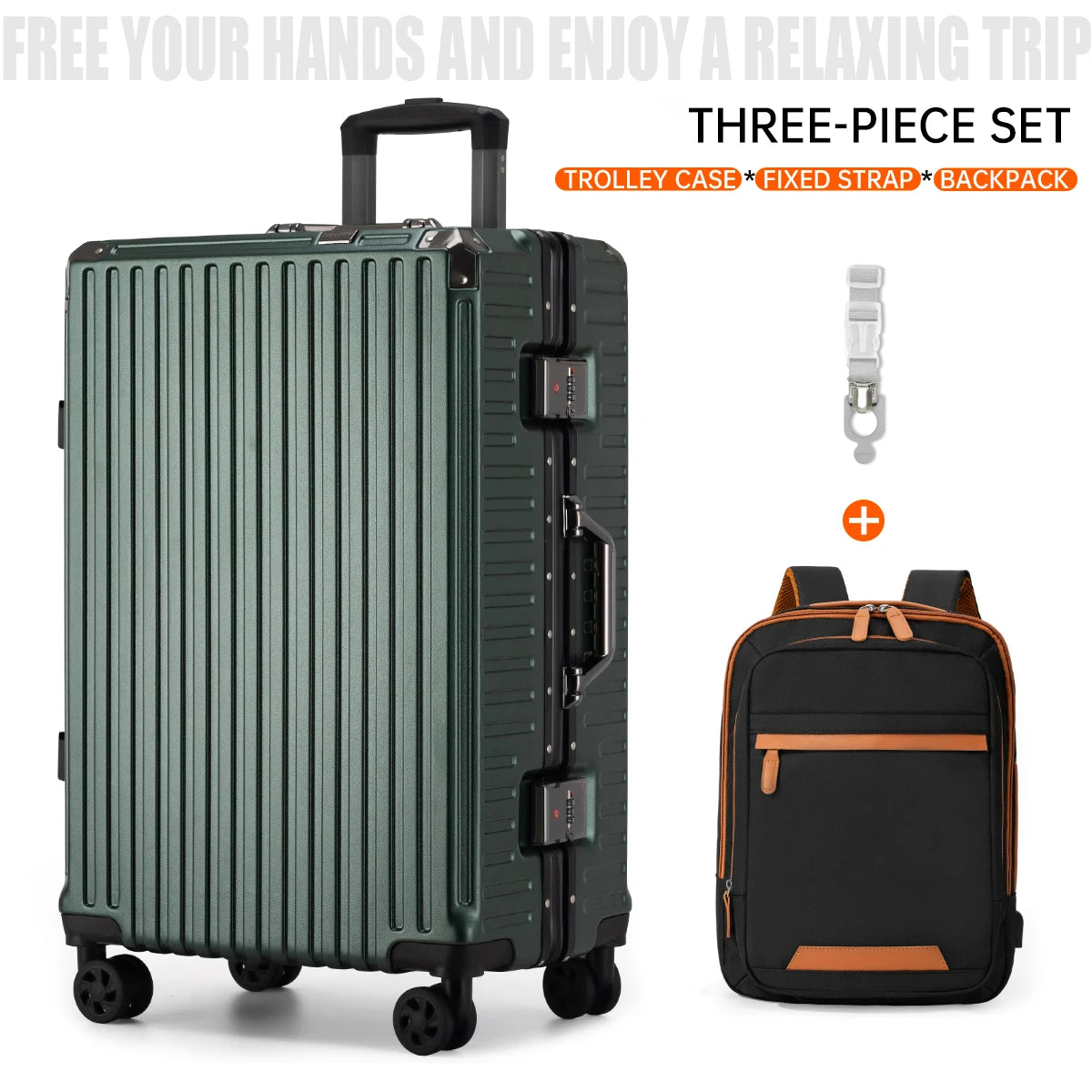 Trolley Luggage 20 24 26 28" Aluminum Frame Rolling Luggage Case USB Travel Suitcase on Wheels Combination Lock Carry on Luggage Kairos & Co.