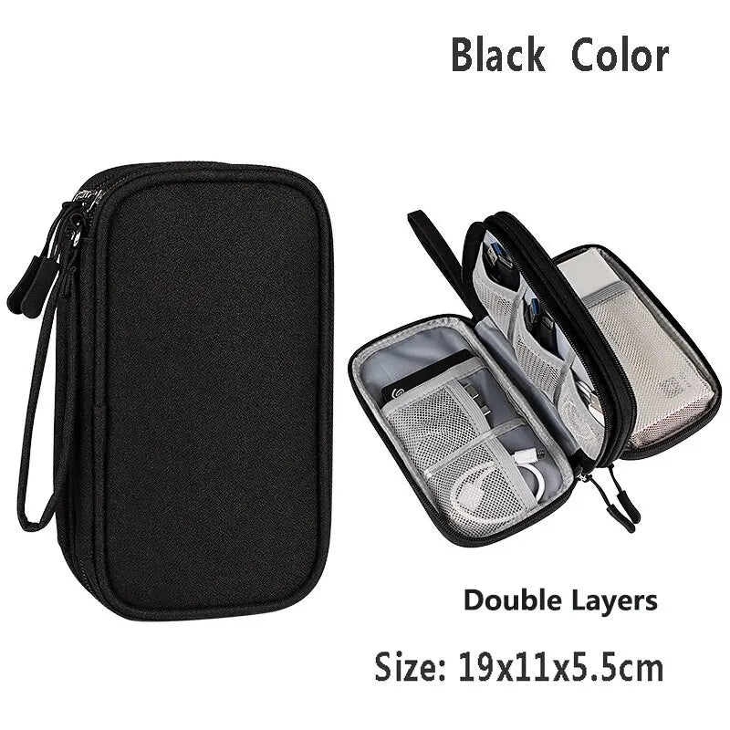 Data Cable Storage Bag Waterproof Portable Carry Case  Storage Bag Travel Organizer Bag for Cable Cord USB Charger Kairos & Co.