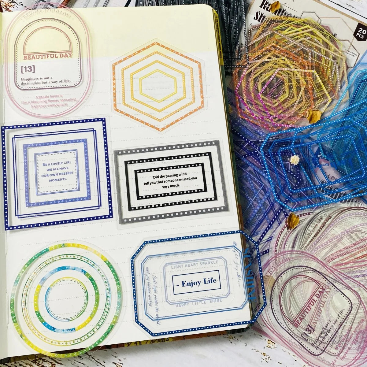 20pcs PET Frame Stickers – Journal & Scrapbook Embellishments Divina Constitutio