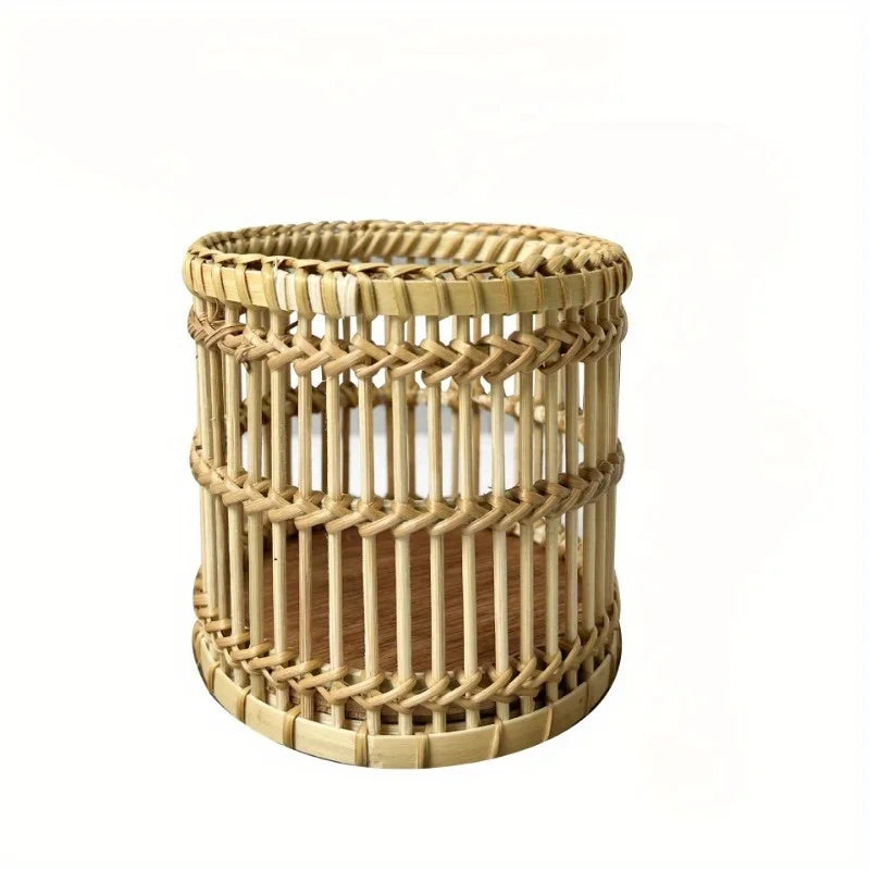 Hand-Woven Rattan Pen Holder & Stationery Organizer Kairos & Co.