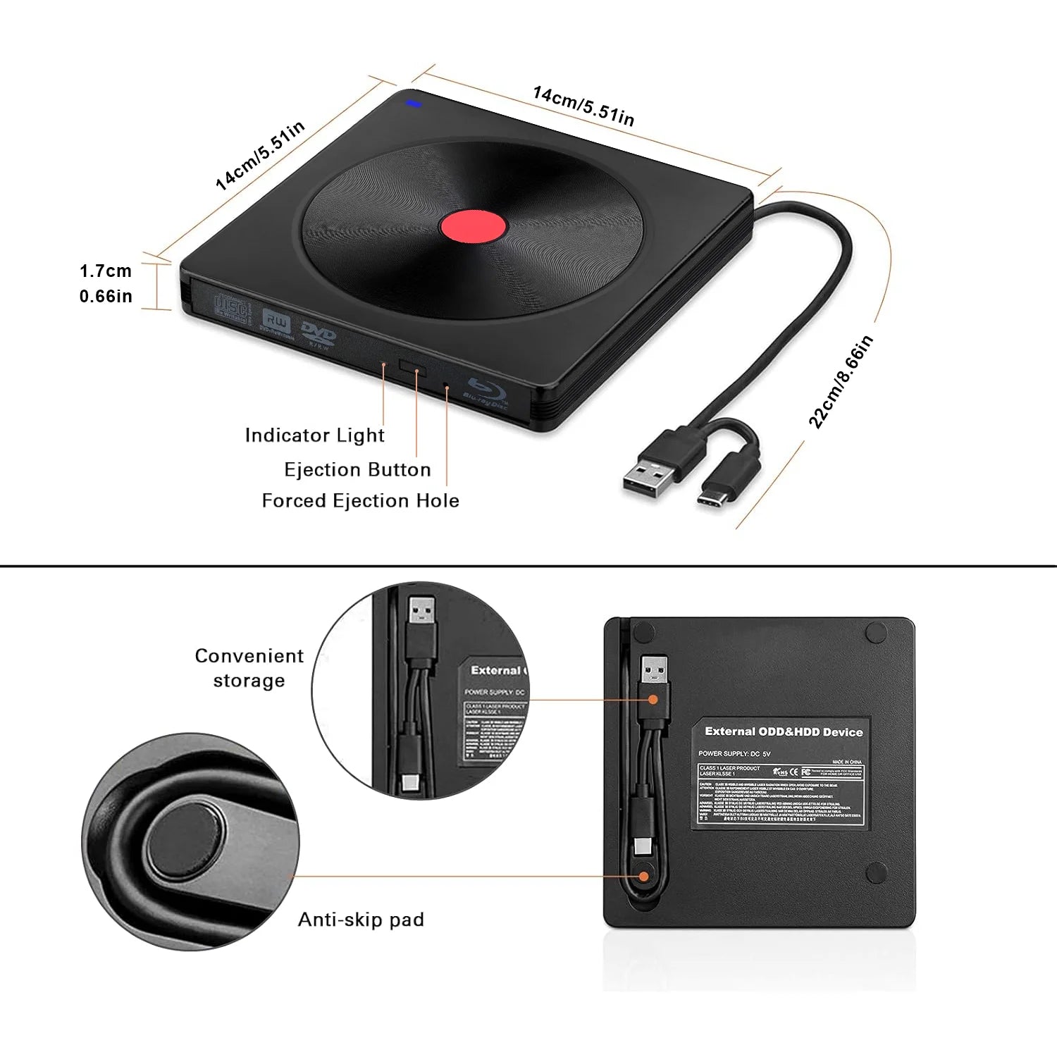 Portable External Blu-ray Drive – USB 3.0 & USB-C CD/DVD/BD Reader & Burner Kairos & Co.