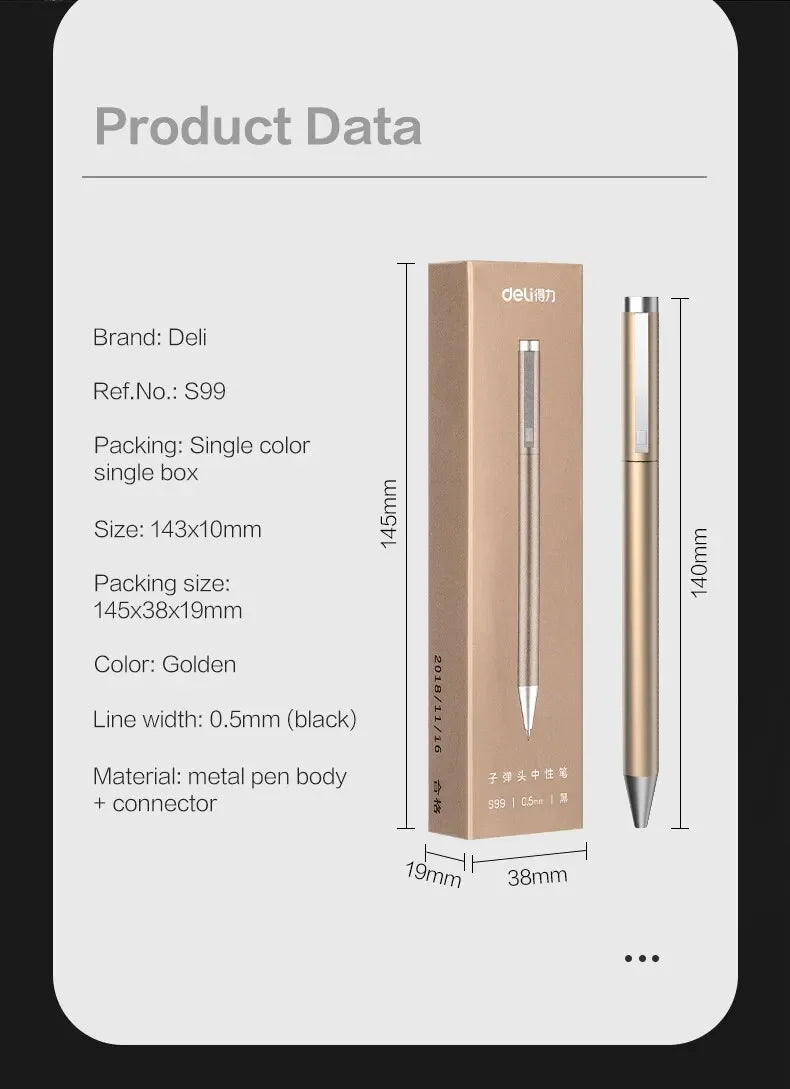 Deli Signature Gel Pen – Metal Body, Smooth Ink, 9.5mm Divina Constitutio