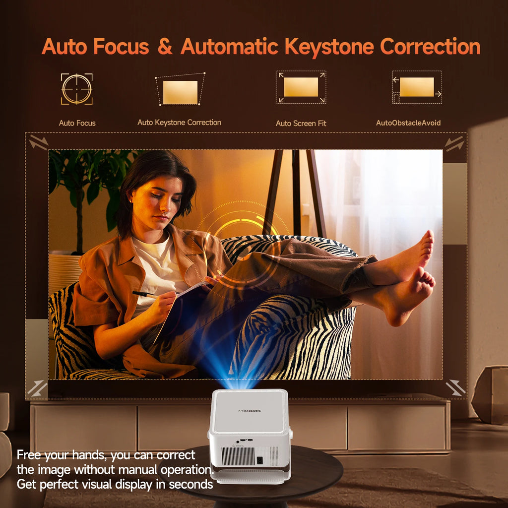 Magcubic HY450MAX 1100ANSI Android 14 Portable Outdoor Projector 1080P Auto Focus 8K Support WIFI6 Beam Mini Projector Kairos & Co.