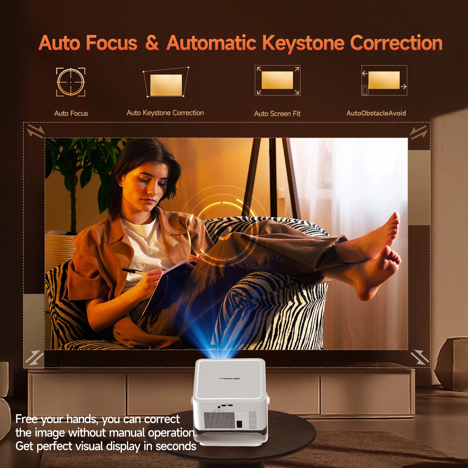 Magcubic HY450MAX 1100ANSI Android 14 Portable Outdoor Projector 1080P Auto Focus 8K Support WIFI6 Beam Mini Projector Kairos & Co.