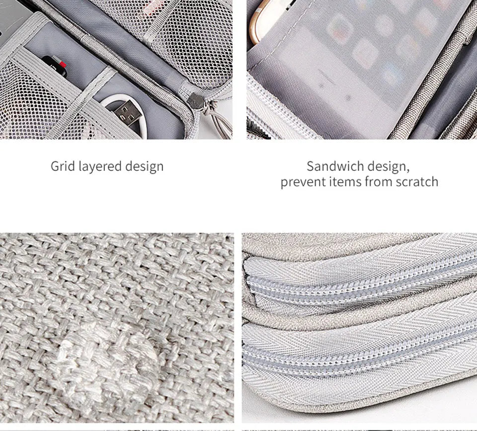 Data Cable Storage Bag Waterproof Portable Carry Case  Storage Bag Travel Organizer Bag for Cable Cord USB Charger Kairos & Co.