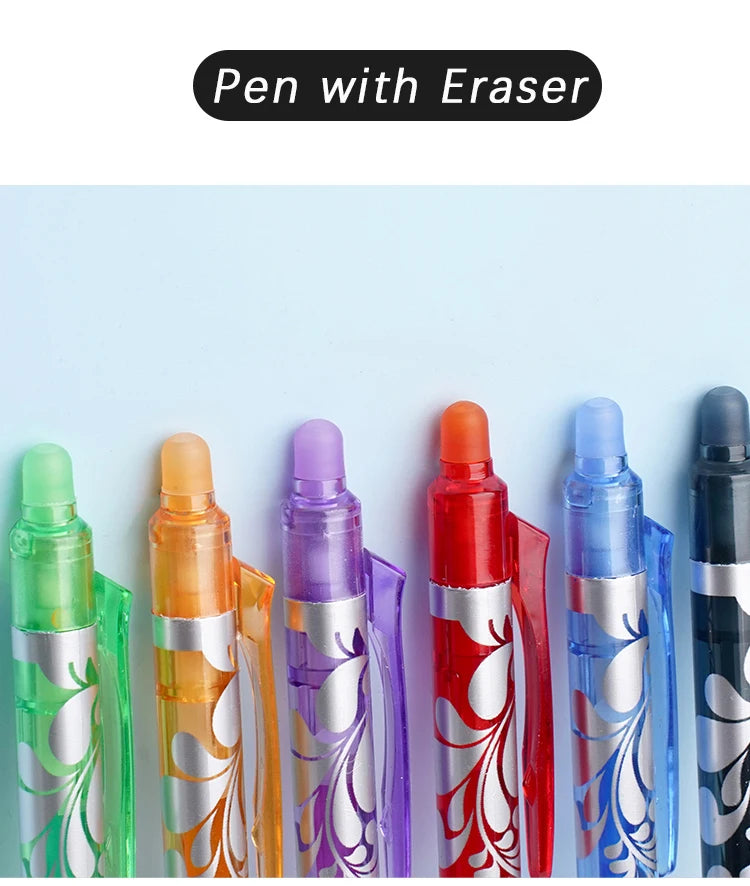 Erasable Gel Pen Set – 6-Color Kawaii Stationery, 0.5mm Divina Constitutio