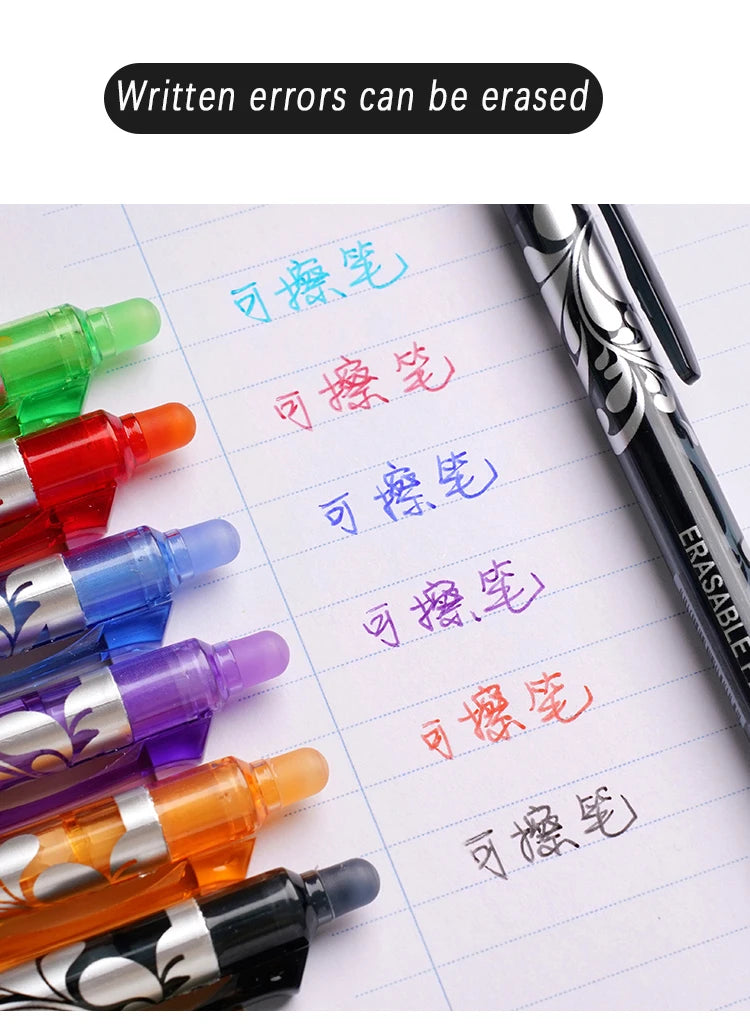 Erasable Gel Pen Set – 6-Color Kawaii Stationery, 0.5mm Divina Constitutio