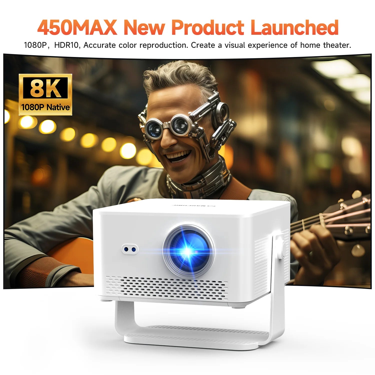 Magcubic HY450MAX 1100ANSI Android 14 Portable Outdoor Projector 1080P Auto Focus 8K Support WIFI6 Beam Mini Projector Kairos & Co.