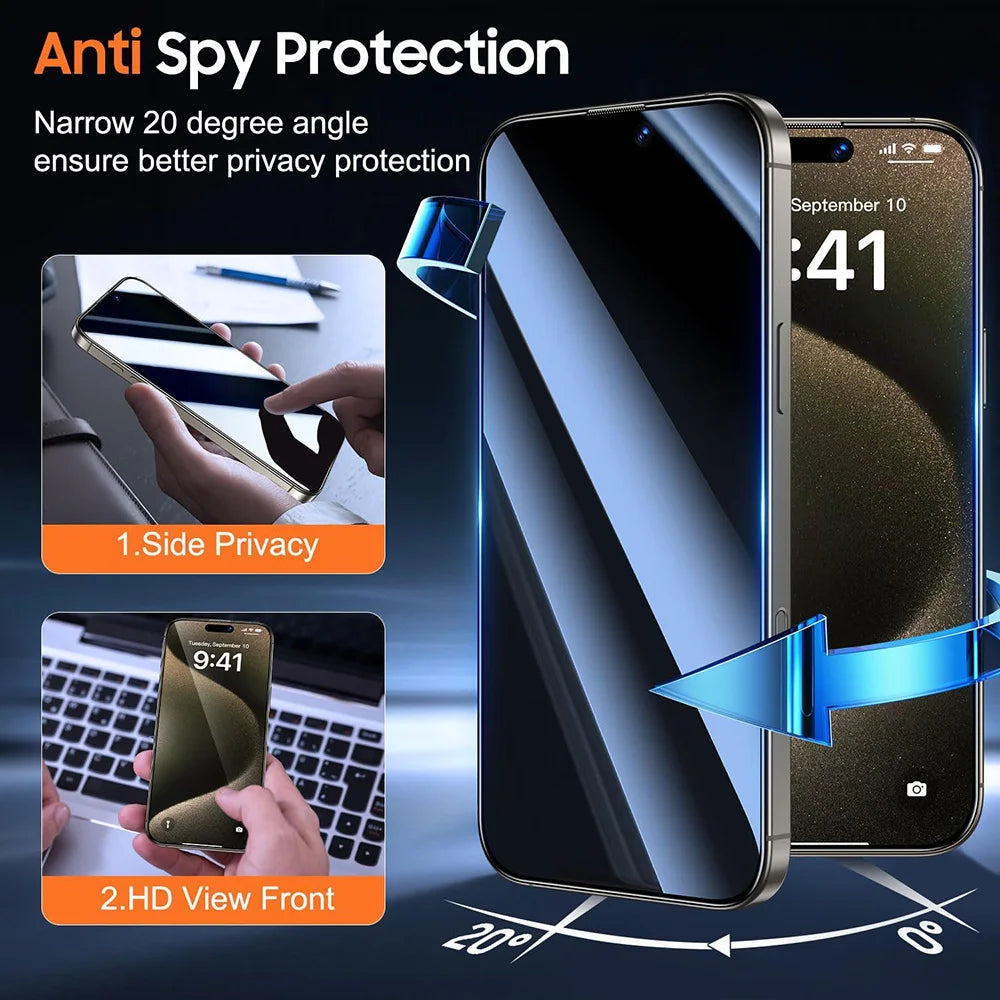 iPhone 11-17 Privacy Screen Protector 4-Pack – Anti-Spy Tempered Glass, Full Cover, 9H Kairos & Co.