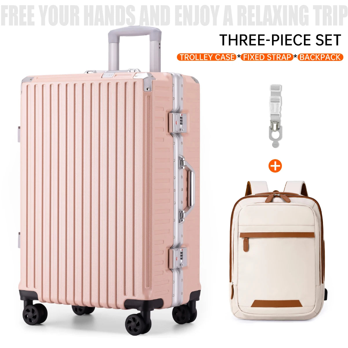 Trolley Luggage 20 24 26 28" Aluminum Frame Rolling Luggage Case USB Travel Suitcase on Wheels Combination Lock Carry on Luggage Kairos & Co.