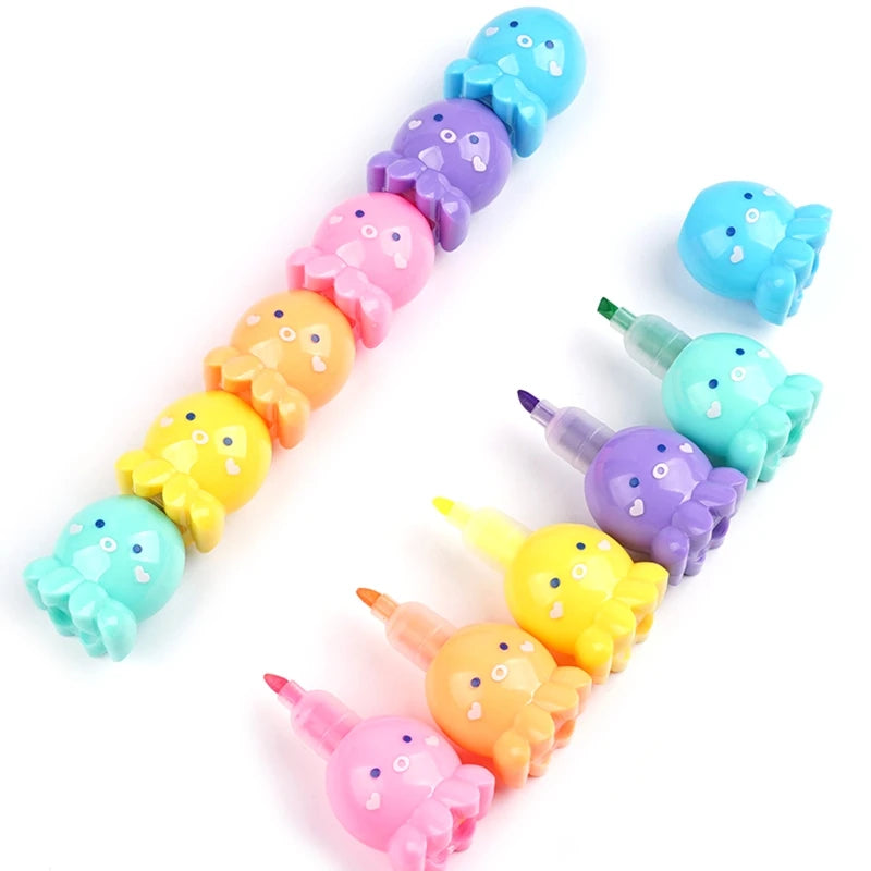 Colorful Octopus Highlighter Marker Pens – Pastel Colors Kairos & Co.