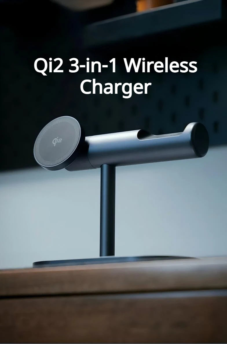 7-in-1 Magnetic Wireless Charging Stand — 25W Qi2.2 Fast Charger with Cooling Fan & LED for iPhone, Watch & AirPods Kairos & Co.