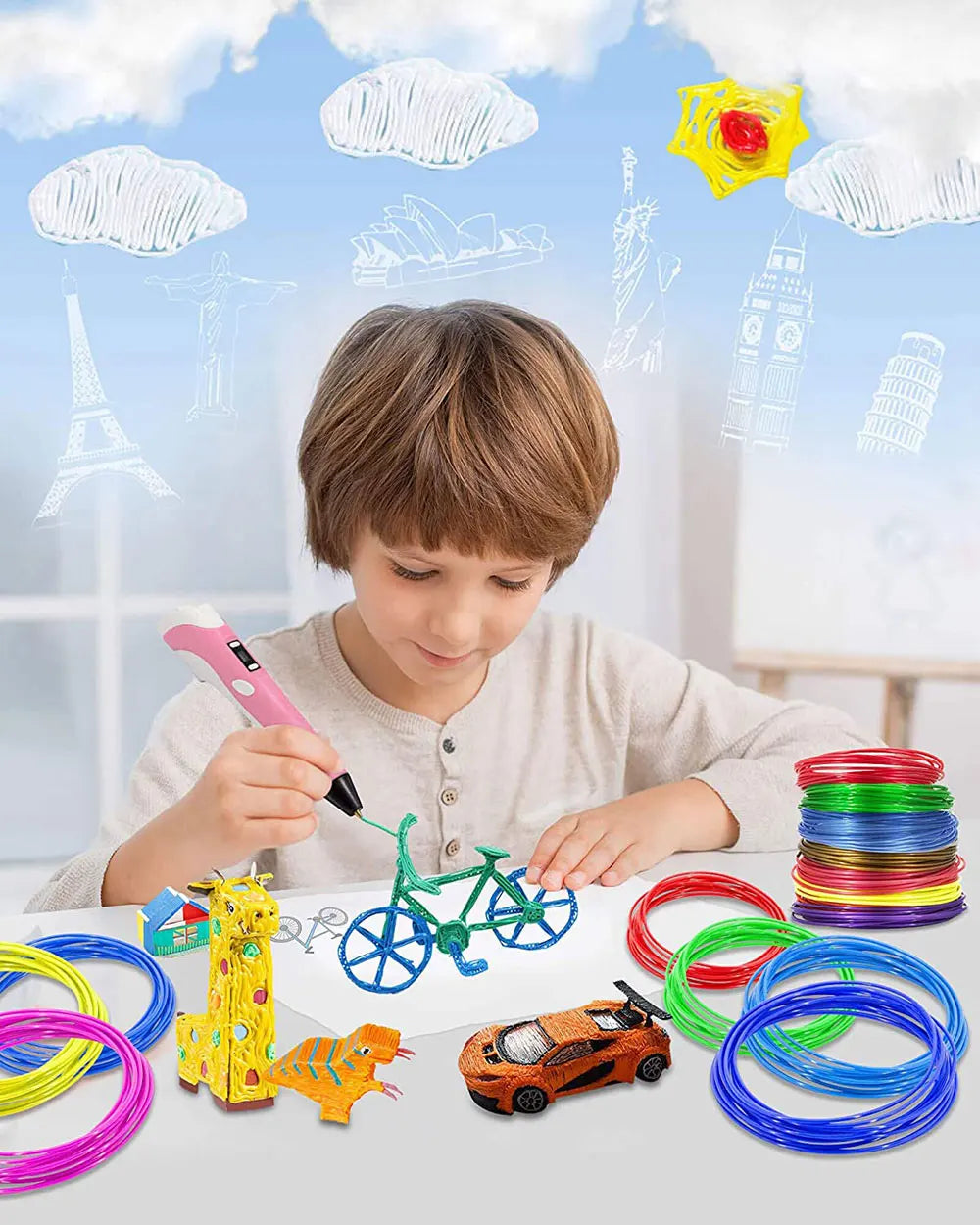 PLA Filament Refills for 3D Printing Pens — Odorless & Safe, Available in 50M–200M Kairos & Co.