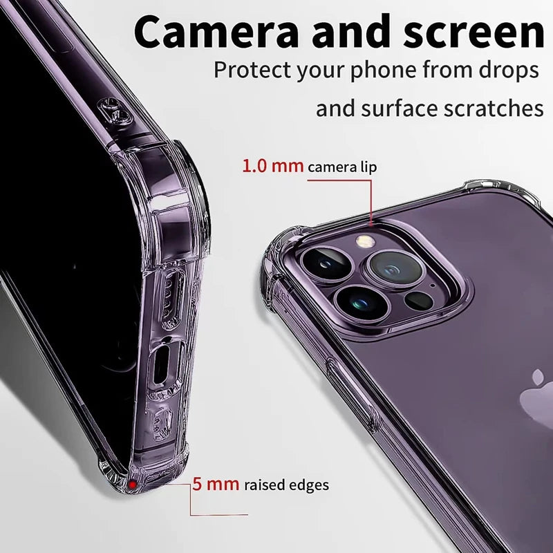 Shockproof Clear Silicone Phone Case for iPhone 7–15 Series | Transparent Soft Protective Cover Kairos & Co.