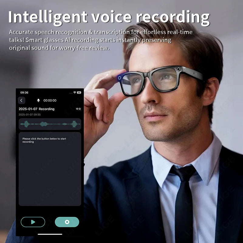 LIGE AI Smart Glasses – Camera Sunglasses with Bluetooth Calling Divina Constitutio