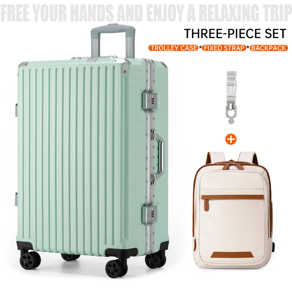 Trolley Luggage 20 24 26 28" Aluminum Frame Rolling Luggage Case USB Travel Suitcase on Wheels Combination Lock Carry on Luggage Kairos & Co.