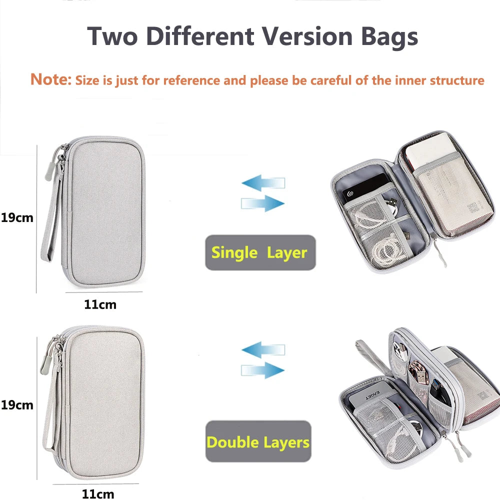 Data Cable Storage Bag Waterproof Portable Carry Case  Storage Bag Travel Organizer Bag for Cable Cord USB Charger Kairos & Co.