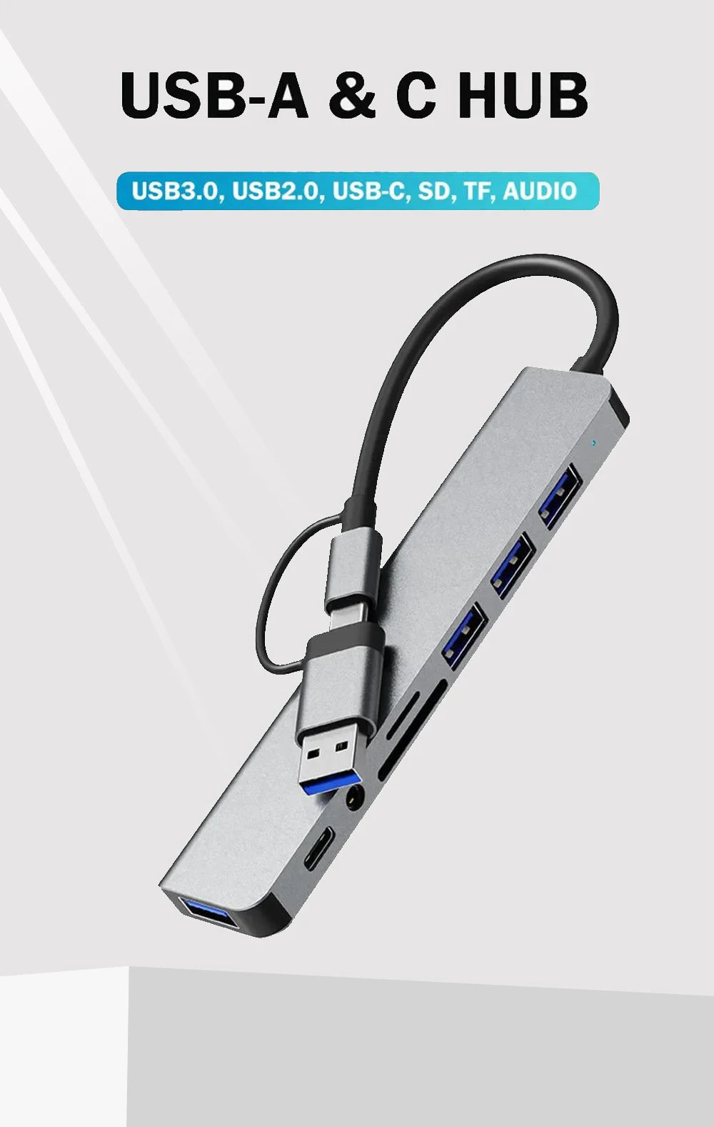 8-in-1 USB-C Hub – USB 3.0, USB 2.0, SD/TF Card Reader & 3.5mm Audio Kairos & Co.