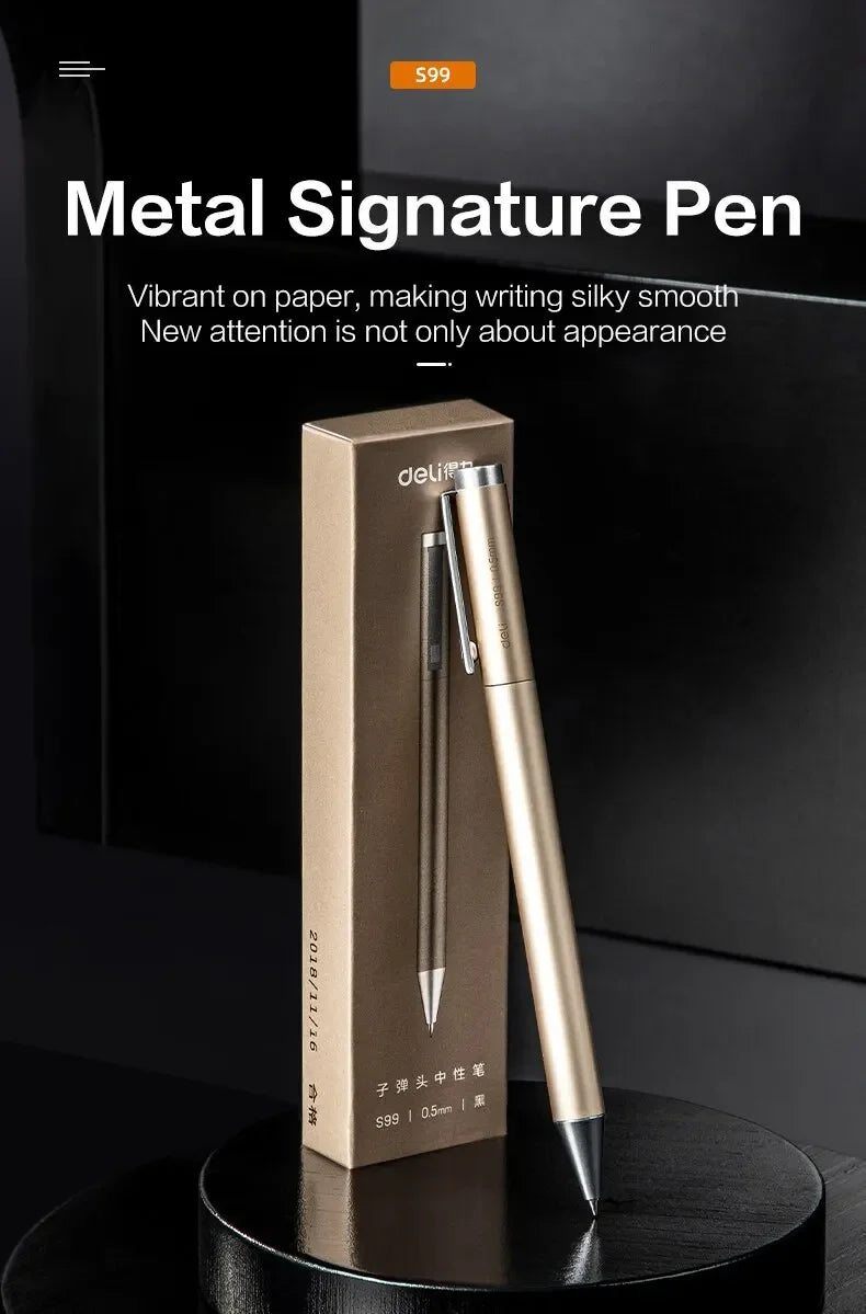 Deli Signature Gel Pen – Metal Body, Smooth Ink, 9.5mm Divina Constitutio