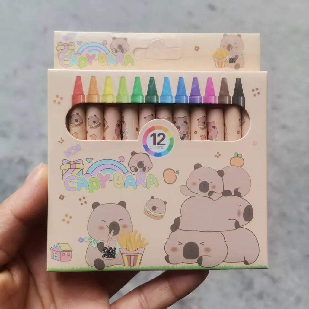 Cute Capybara Crayons – 12 or 36 Colors, Kids Party & Birthday Gift Divina Constitutio