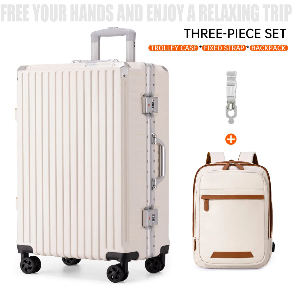 Trolley Luggage 20 24 26 28" Aluminum Frame Rolling Luggage Case USB Travel Suitcase on Wheels Combination Lock Carry on Luggage Kairos & Co.