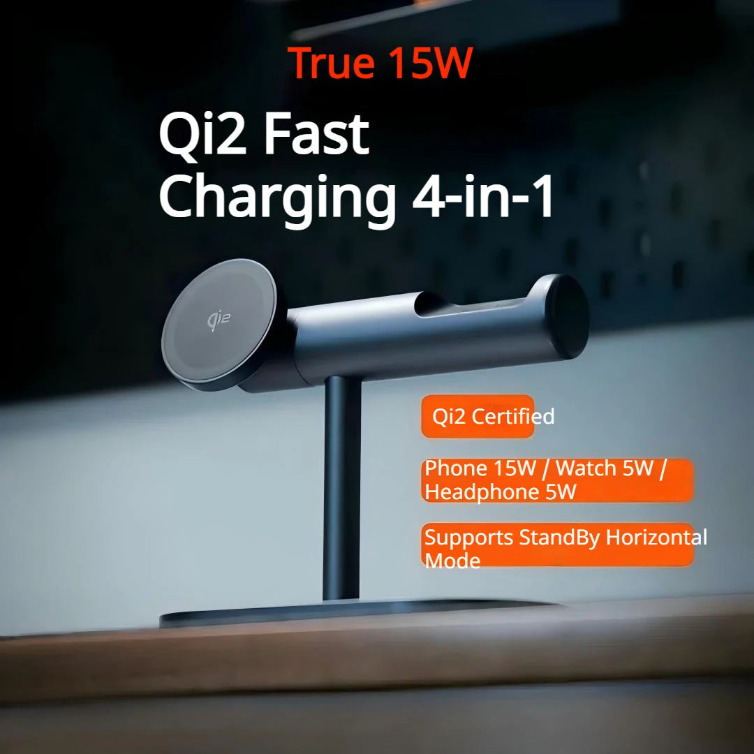 7-in-1 Magnetic Wireless Charging Stand — 25W Qi2.2 Fast Charger with Cooling Fan & LED for iPhone, Watch & AirPods Kairos & Co.