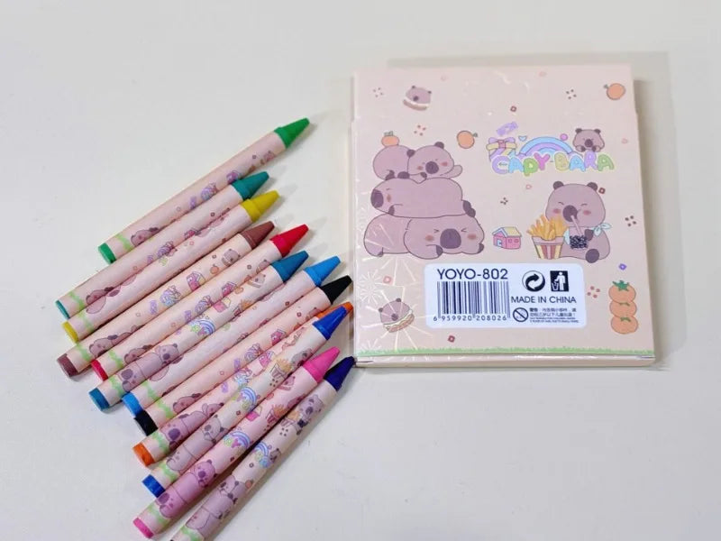Cute Capybara Crayons – 12 or 36 Colors, Kids Party & Birthday Gift Divina Constitutio