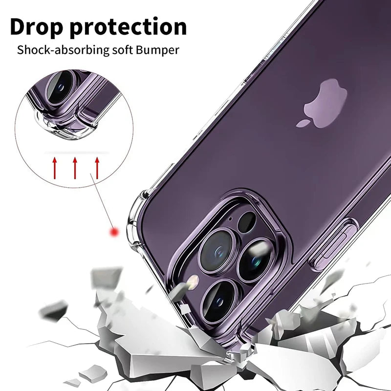 Shockproof Clear Silicone Phone Case for iPhone 7–15 Series | Transparent Soft Protective Cover Kairos & Co.