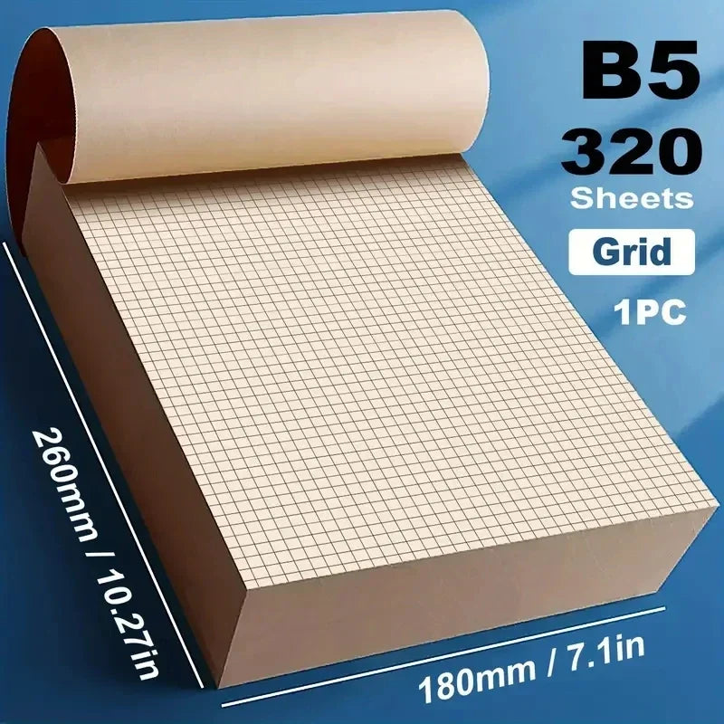 320 Sheets Draft Paper Notebook – Thickened, Ruled & Blank Pages for Student Study, Math Practice & Drawing Kairos & Co.