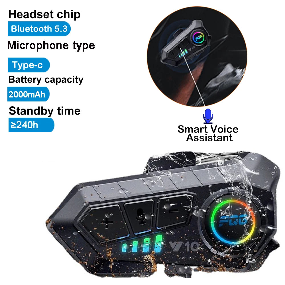 Bluetooth 5.3 Helmet Headset Wireless Hands-free Call Phone Kit Motorcycle Waterproof Earphone MP3 Music Player Speaker for Moto Kairos & Co.