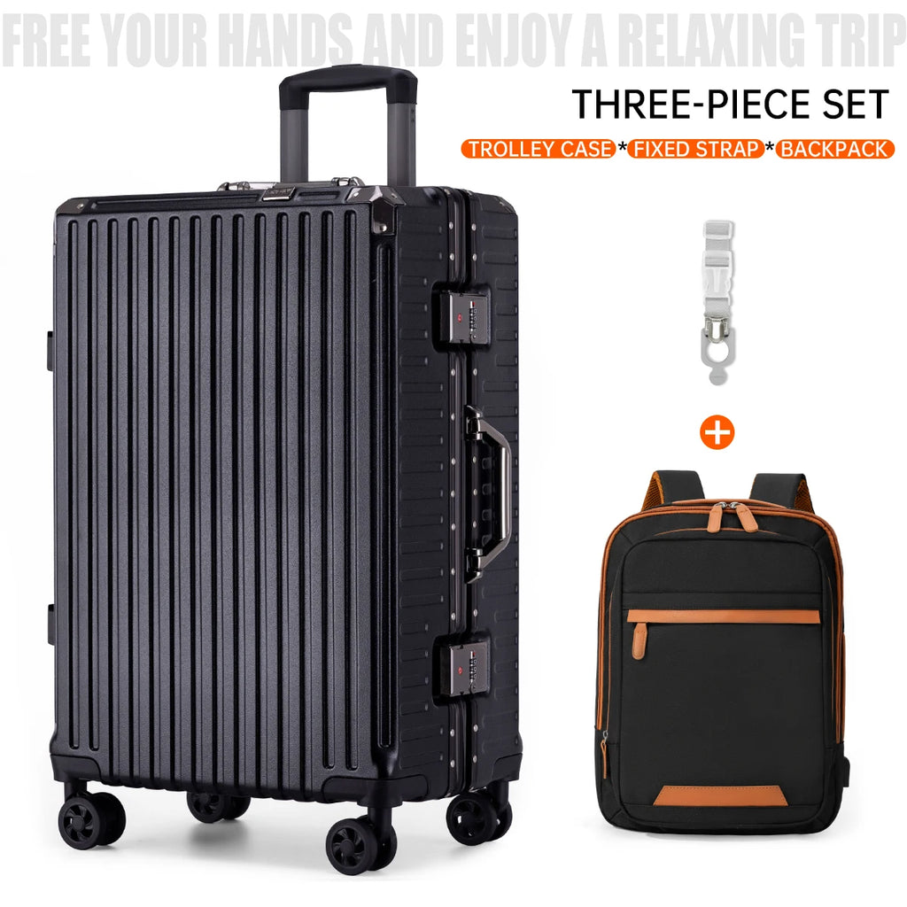 Trolley Luggage 20 24 26 28" Aluminum Frame Rolling Luggage Case USB Travel Suitcase on Wheels Combination Lock Carry on Luggage Kairos & Co.